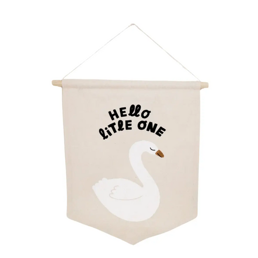 Hello Little One Swan - Canvas Wall Sign