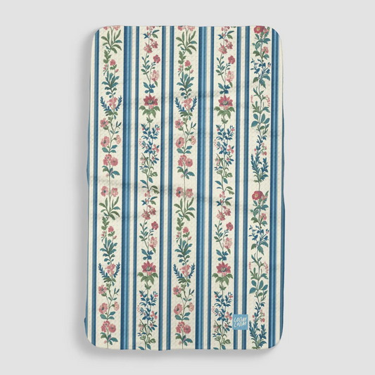 Blue Stripe and Pink Floral Microfiber Kitchen Towel