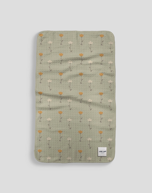 Sage Green & Floral Microfiber Kitchen Towel