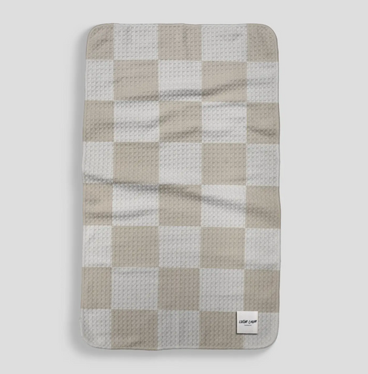 Tan & White Checkerboard Pattern Microfiber Kitchen Towel