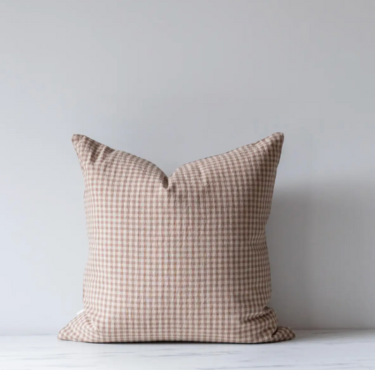 Beige & Brown Gingham Pillow - 20x20