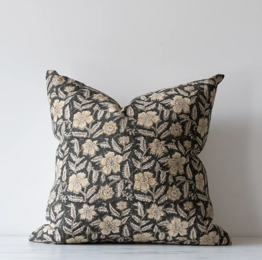 Deep Green Floral Pillow - 20x20