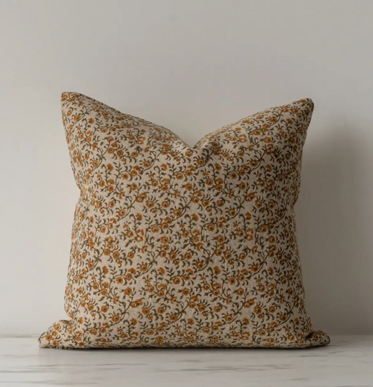 Mustard Mini Floral Print Pillow - 20x20