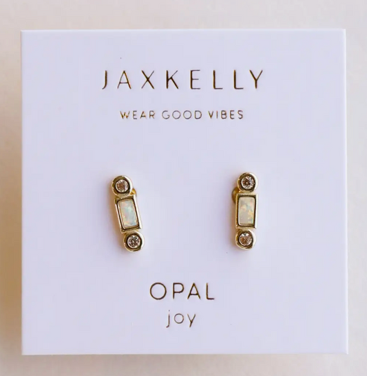 Opal Bar Stud Earring