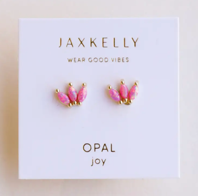 Pink Opal Crown Earring Stud