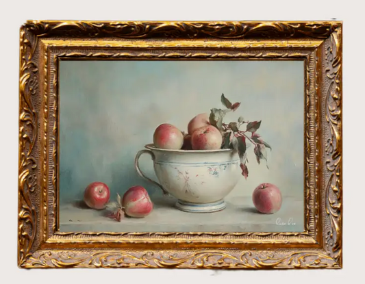 Vintage Apples In Bowl Framed Art: 5x7