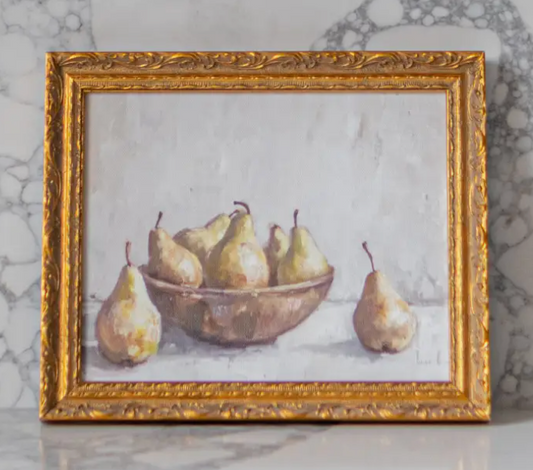 Vintage Watercolor Pears Framed Art: 5x7
