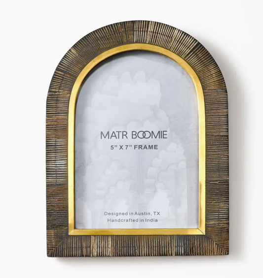 Arched Brown & Brass Picture Frame 5x7