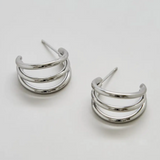 Triple Arch Hoop Earrings Silver