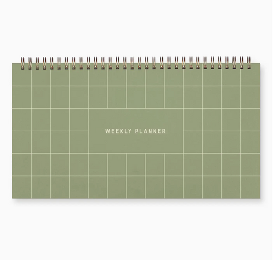 Undated Weekly Planner - Grid In Sage Green