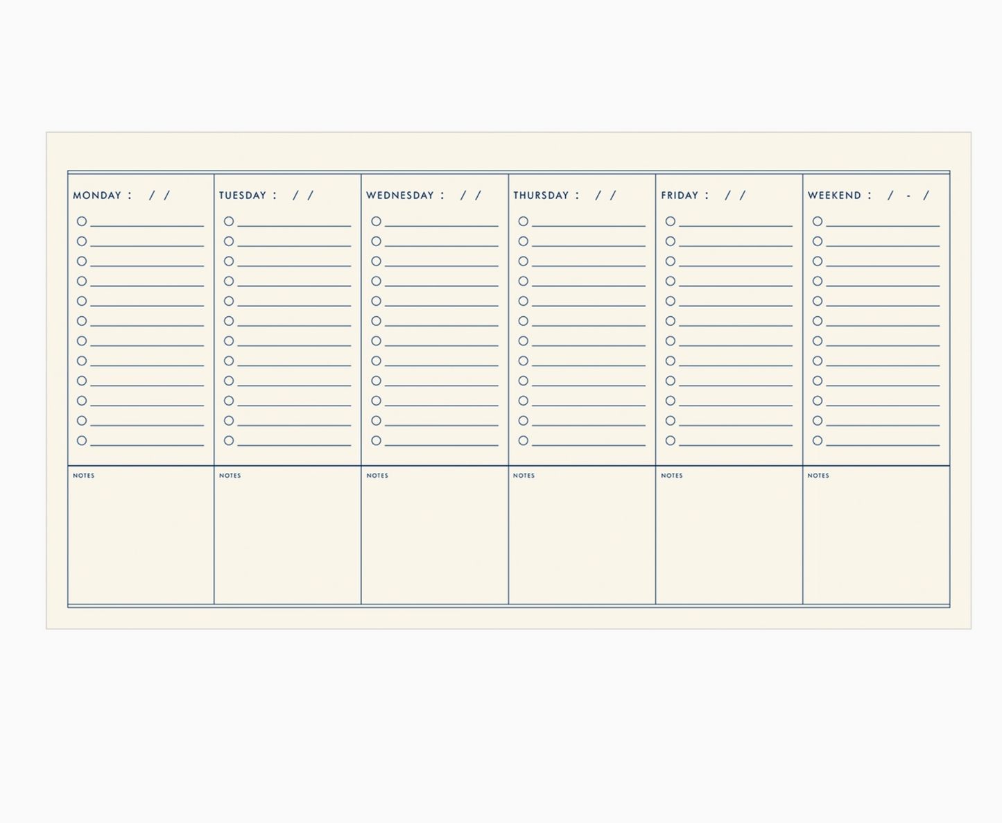 Undated Weekly Planner - To Do In Mustard