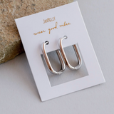 Silver Rectangle Hoop Earring