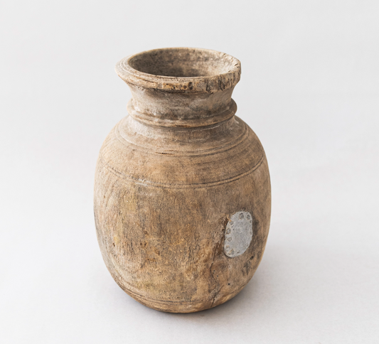 Weathered Antique Wood Vase
