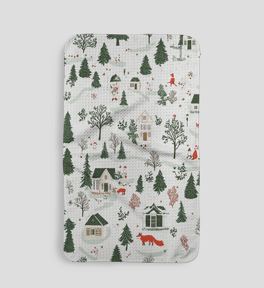 Snowy Village Microfiber Kitchen Towel