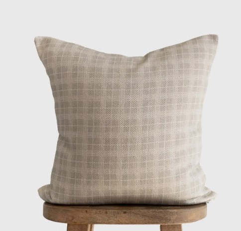 Taupe Window Pane Throw Pillow 22"