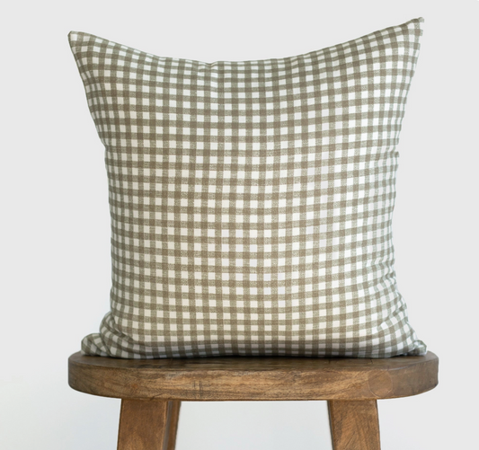 Green Gingham Pillow 18"
