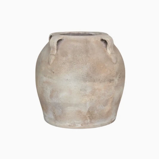 White Beige Quad Handled Vase