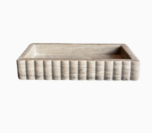 Fluted Beige Marble Tray