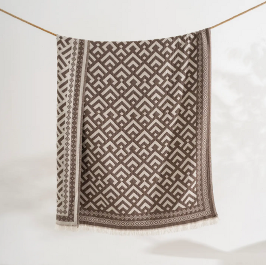 Brown Diamond Turkish Throw Blanket