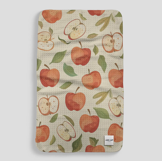 Apples + Tan Microfiber Kitchen Towel