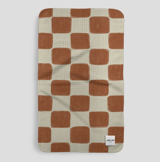Burnt Orange Checkerboard Microfiber Kitchen Towel