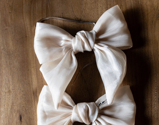 Cream Gauze Bow