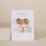 Gold Knot + Pearl Earring