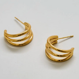 Triple Arch Hoop Earrings Gold