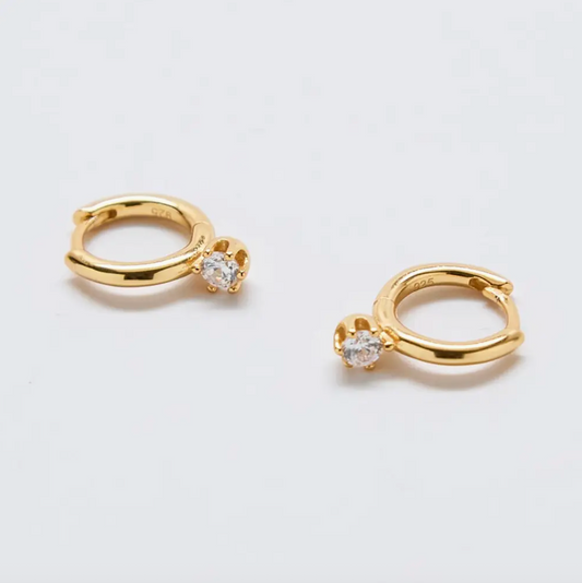 Pave Stud Gold Huggie Earring