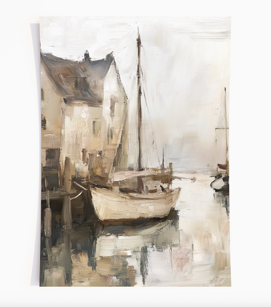 Dockside Sailboat: Art Print