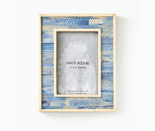 Blue Sunburst Tile Picture Frame: Two Sizes