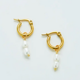 Double Pearl Huggie Earrings
