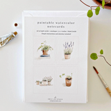 Paintable Notecards: Potted Plants