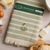 Embroidered Kitchen Towel: Green + Chicken