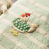 Embroidered Kitchen Towel: Green + Chicken