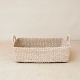 Woven Tray Basket In Cream