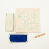 royal blue and cream punch needle diy kit