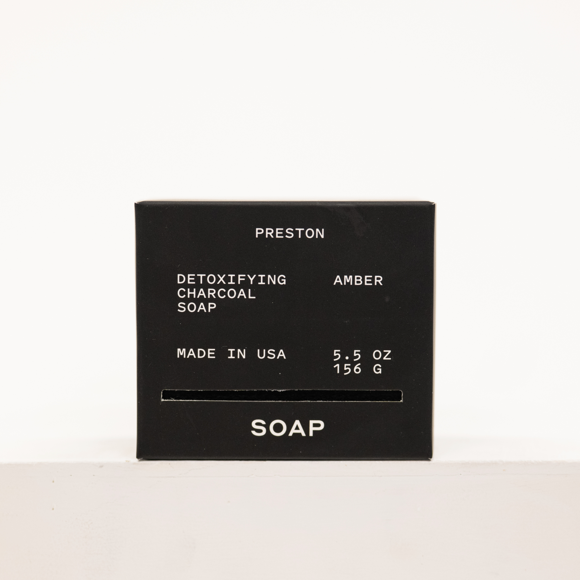 charcoal bar of soap by preston in scent amber