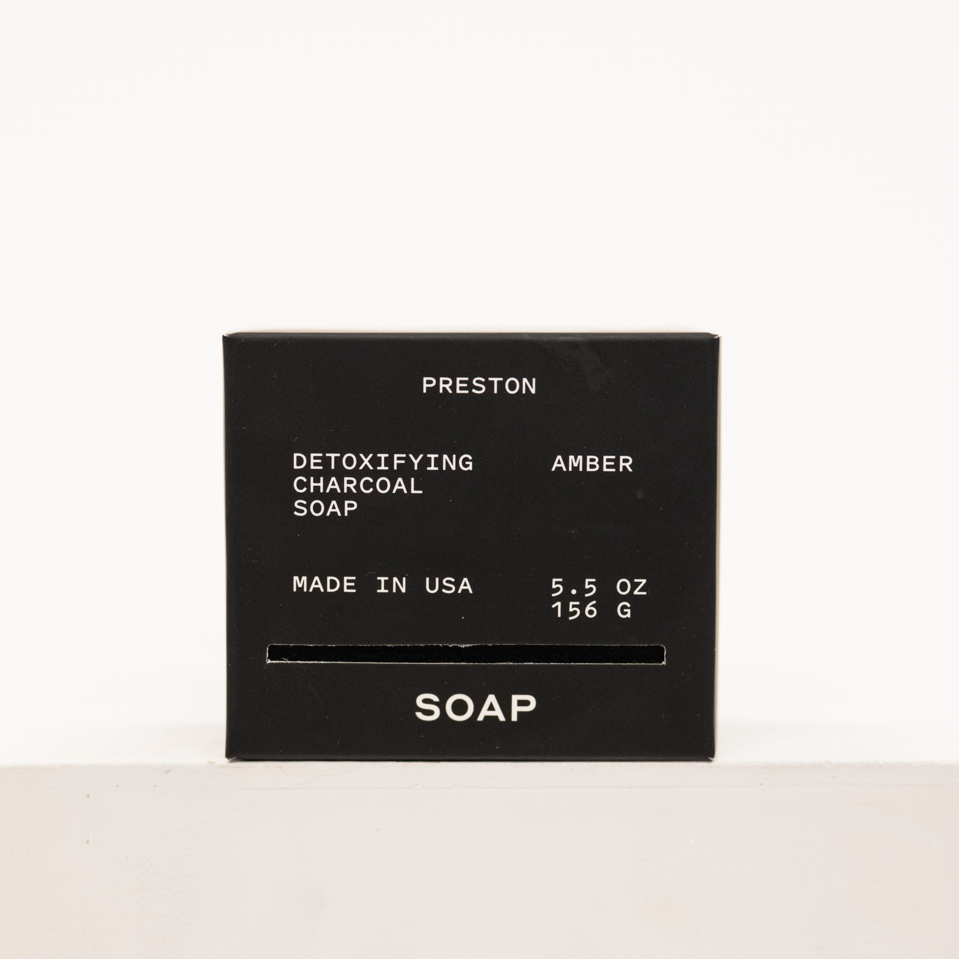 charcoal bar of soap by preston in scent amber