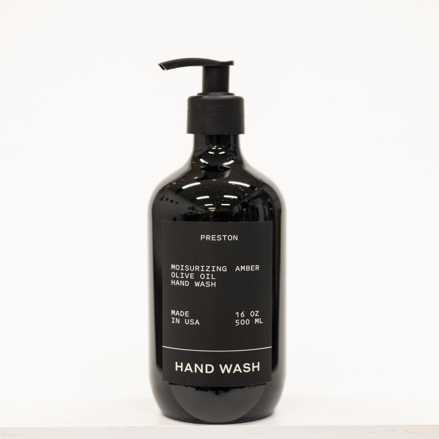 black bottle amber hand soap from preston