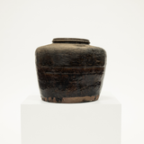 side view of vintage bean pot