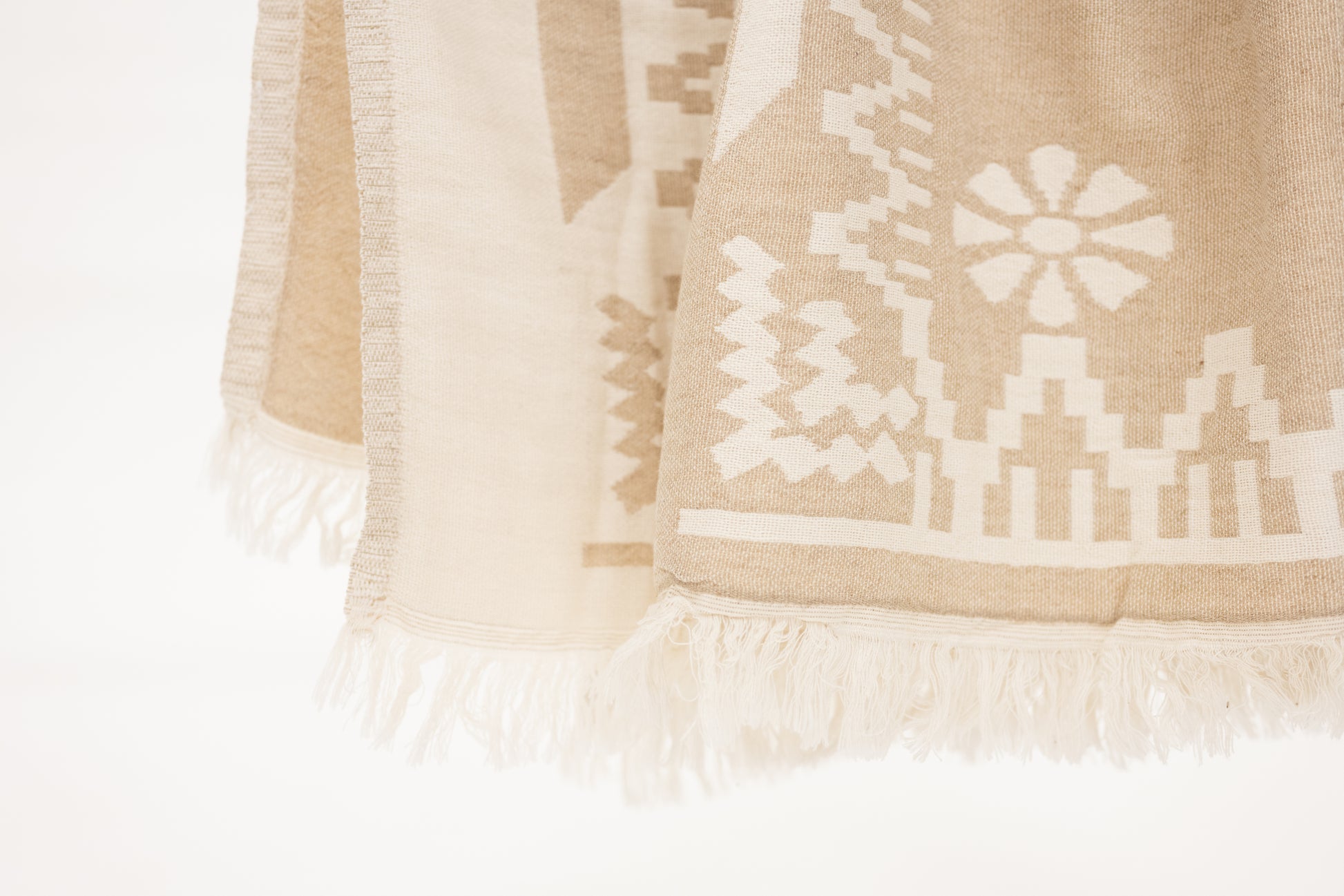 cream and beige turkish cotton soft throw blanket