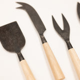 maple wood black steel cheese knife set