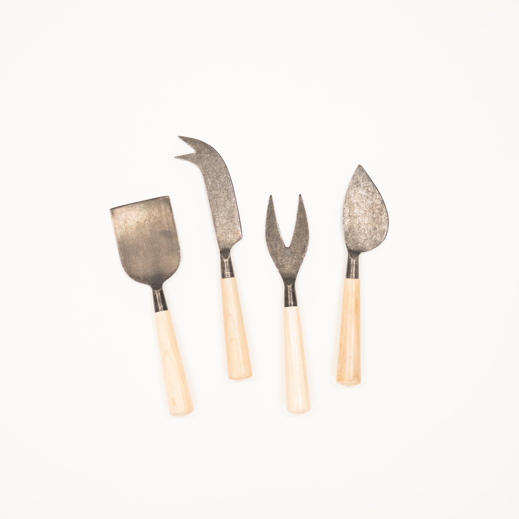 maple wood black steel cheese knife set