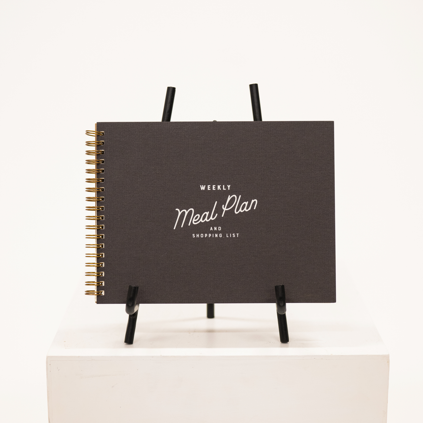 black hardcover meal planner notebook