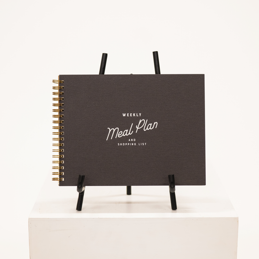 black hardcover meal planner notebook