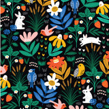 puzzle art pattern of birds and flowers on black