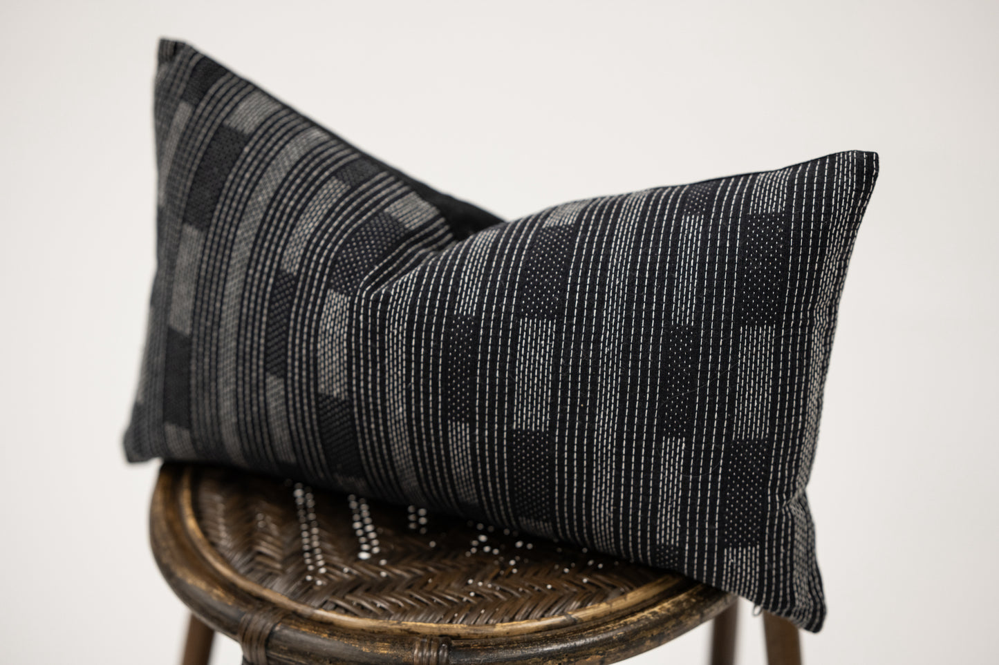 Black and White Stitched Lumbar Pillow