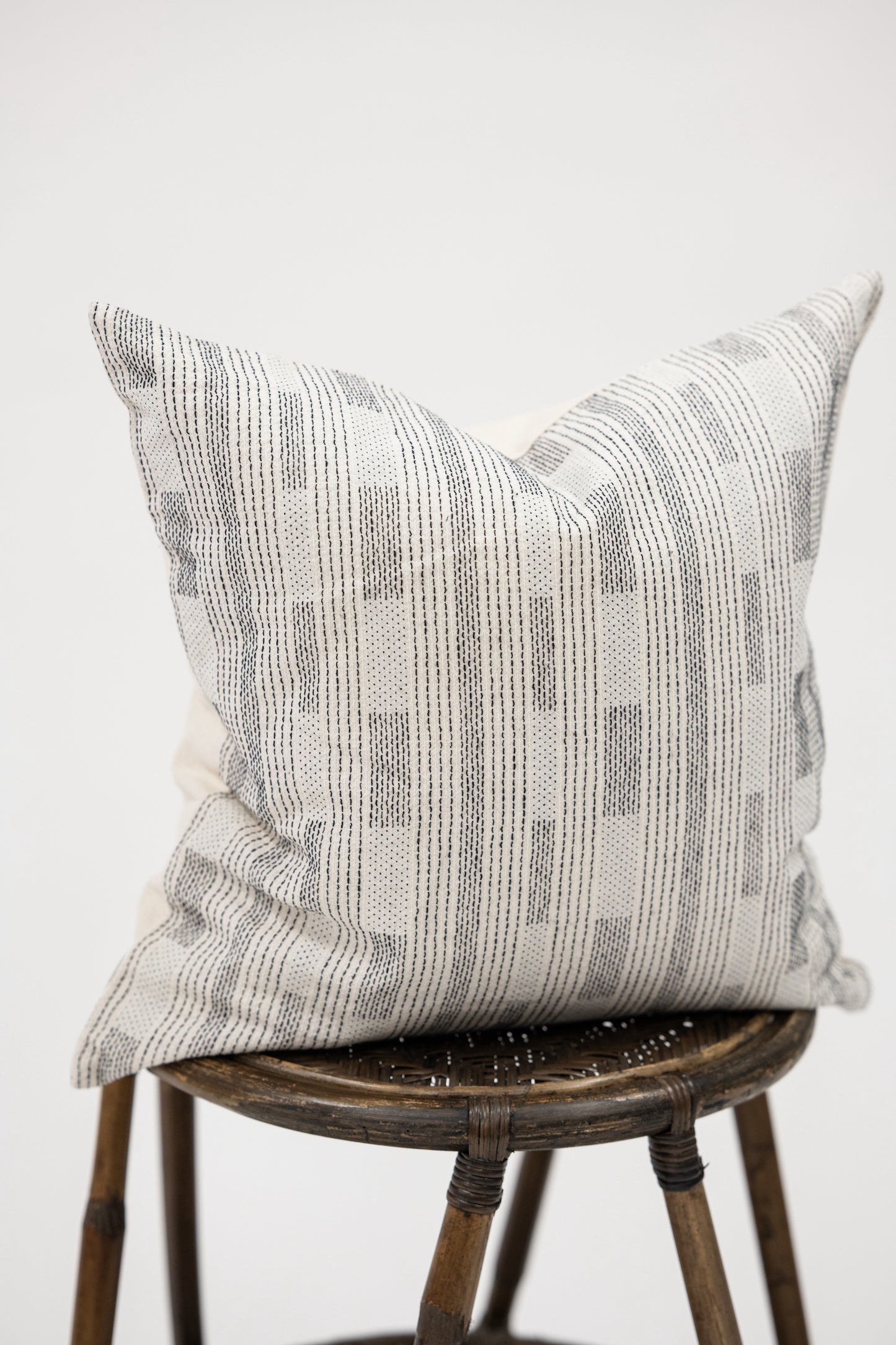 White and Black Stitched Pillow