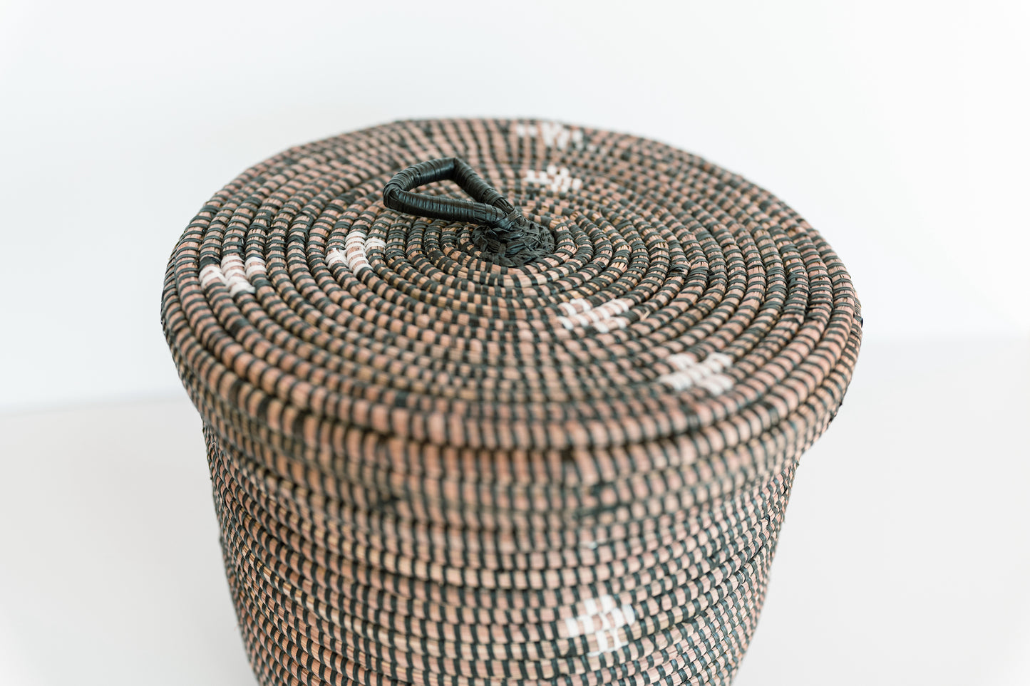 Lidded Storage Basket - Black and White